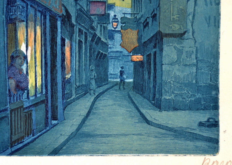 Vintage Hand Colored Etchings by Marcel Julien Baron