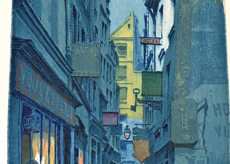 Vintage Hand Colored Etchings by Marcel Julien Baron