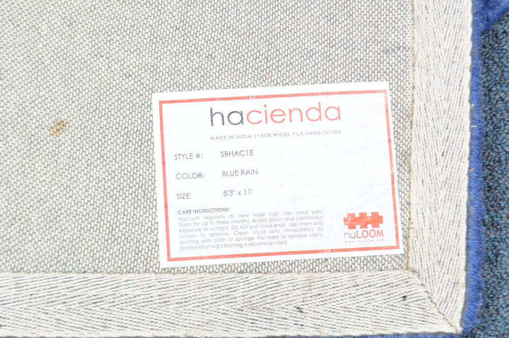 Large Blue and White Wool Area Rug