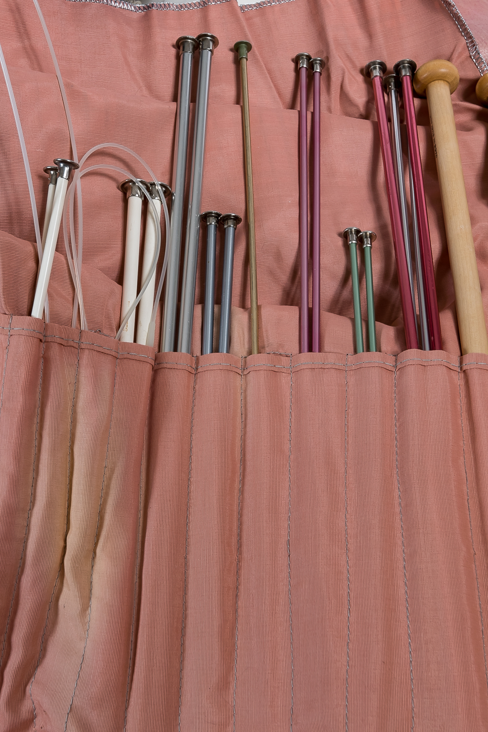 Vintage Scarves, Fabric Remnants and Knitting Needles