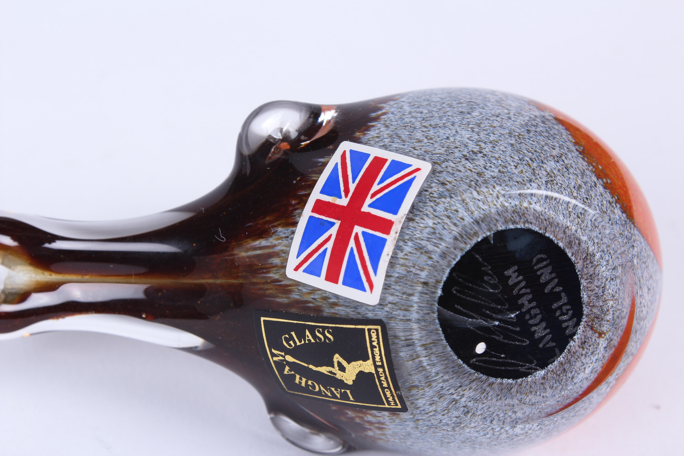 Handblown Langham Glass Robin Paperweight