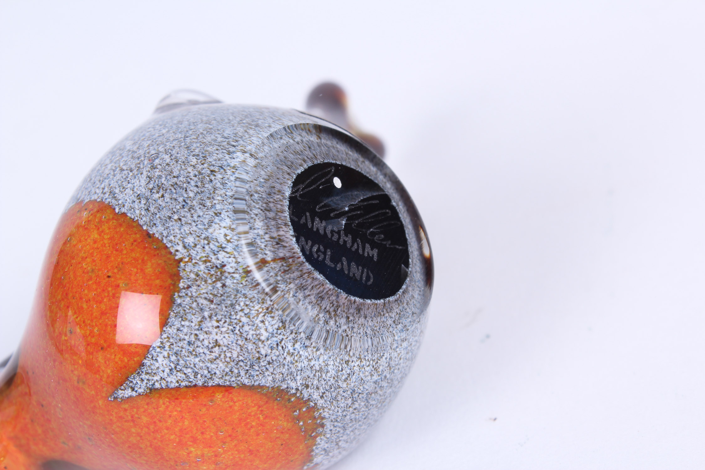 Handblown Langham Glass Robin Paperweight