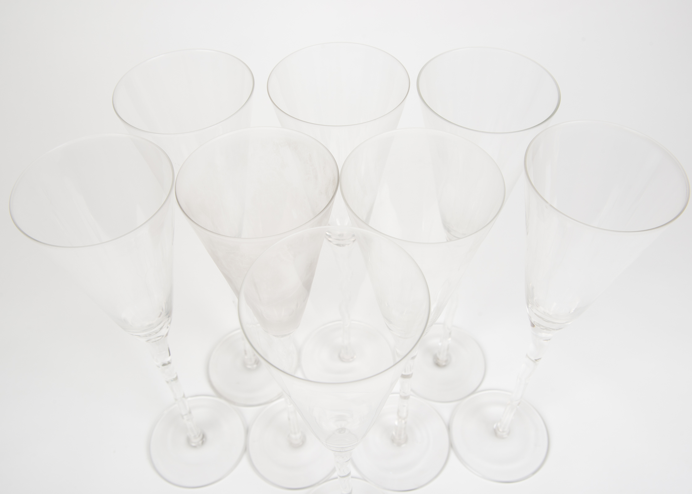 Set of Eight Long Stem Champagne Flutes