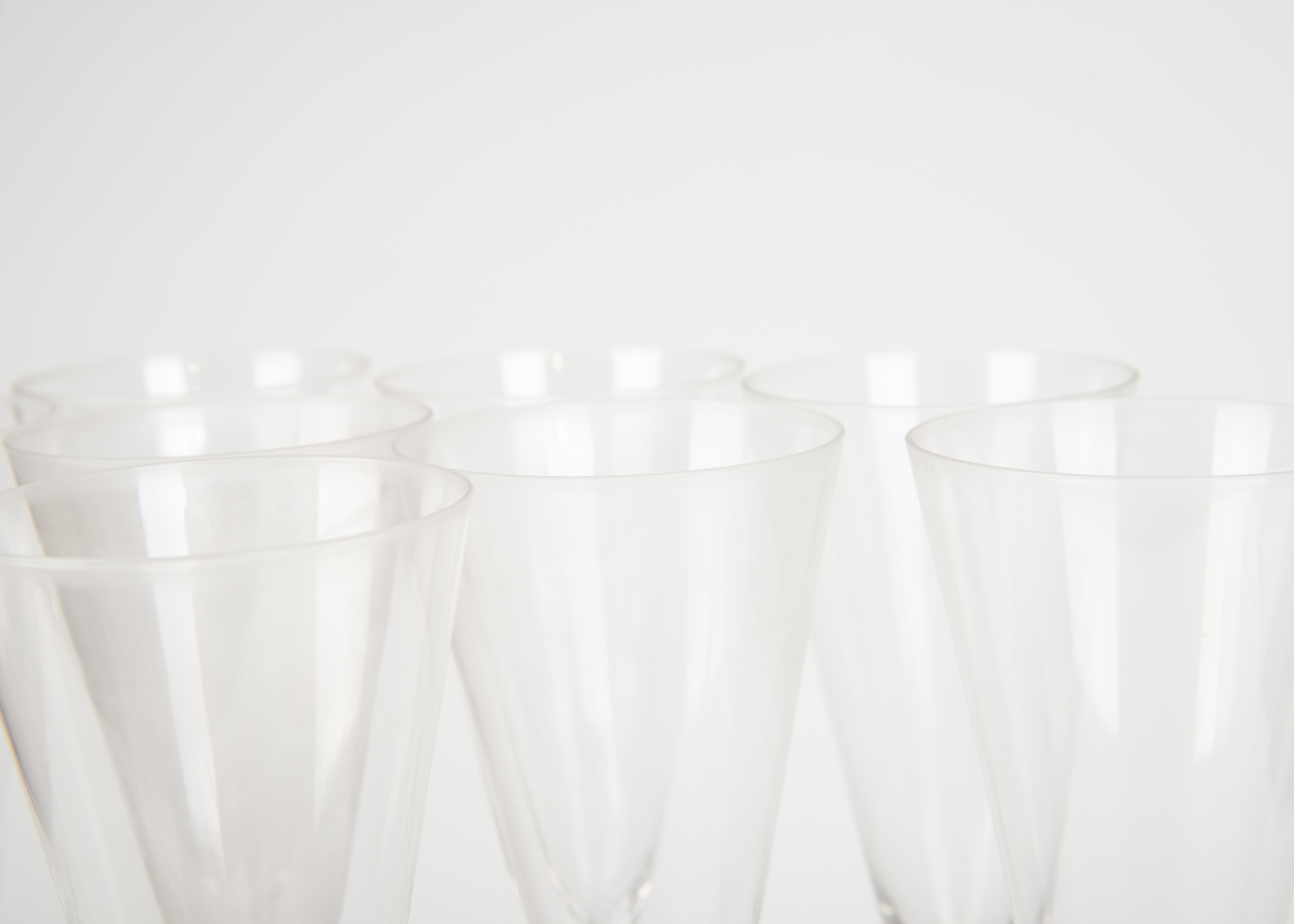 Set of Eight Long Stem Champagne Flutes