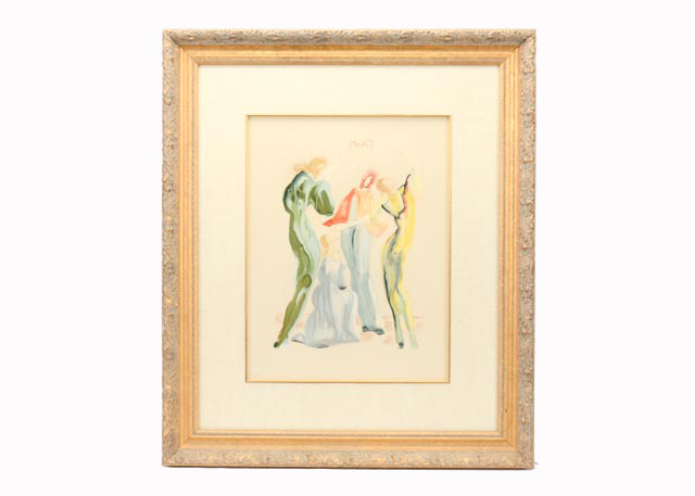 Lithograph of "La Dance" from the "Divine Comedy" After Salvador