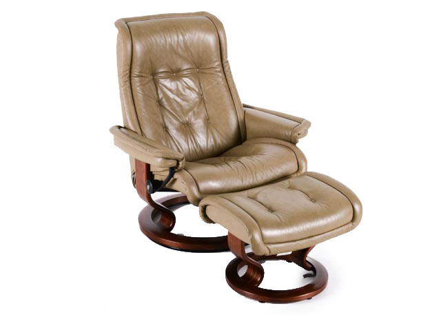 J.E. Ekornes A/S N-6222 Ikornnes Chair and Ottoman