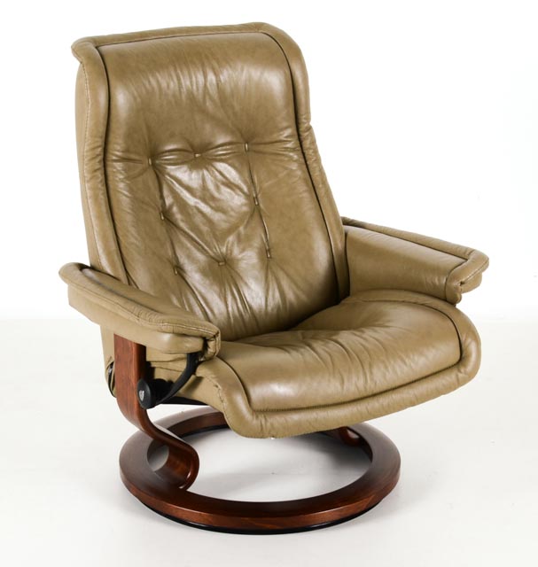 J.E. Ekornes A/S N-6222 Ikornnes Chair and Ottoman