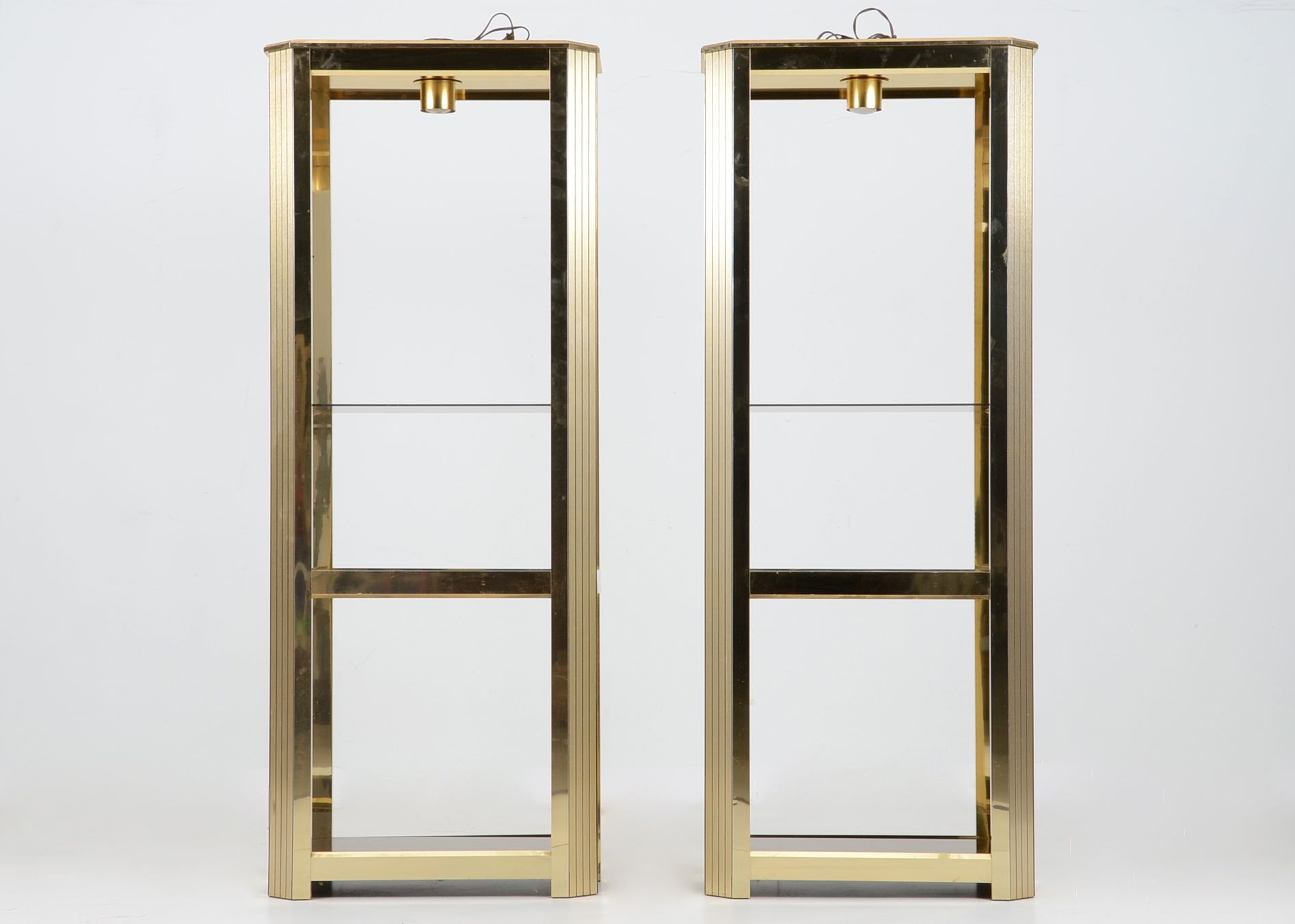 Pair of Gold Tone Display Shelves