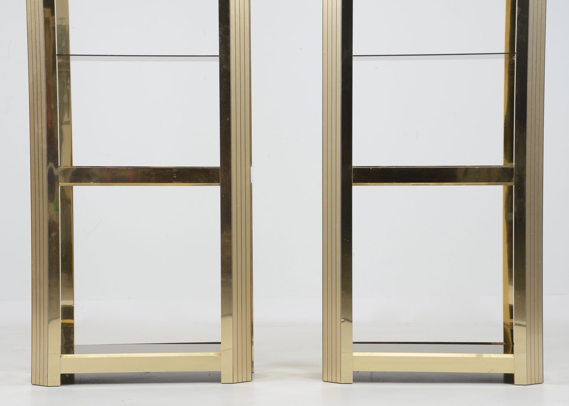 Pair of Gold Tone Display Shelves