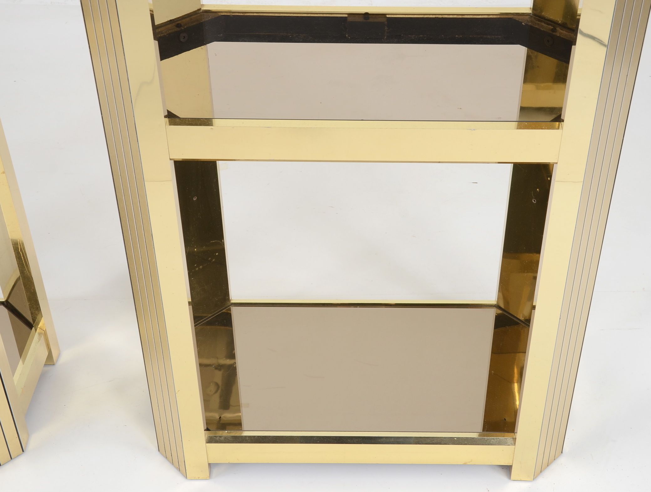 Pair of Gold Tone Display Shelves