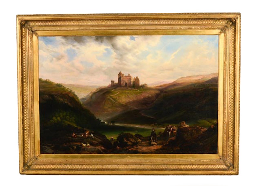 August Weidenbach Original Landscape Painting of Scottish Castle