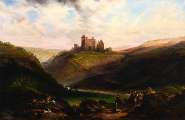 August Weidenbach Original Landscape Painting of Scottish Castle