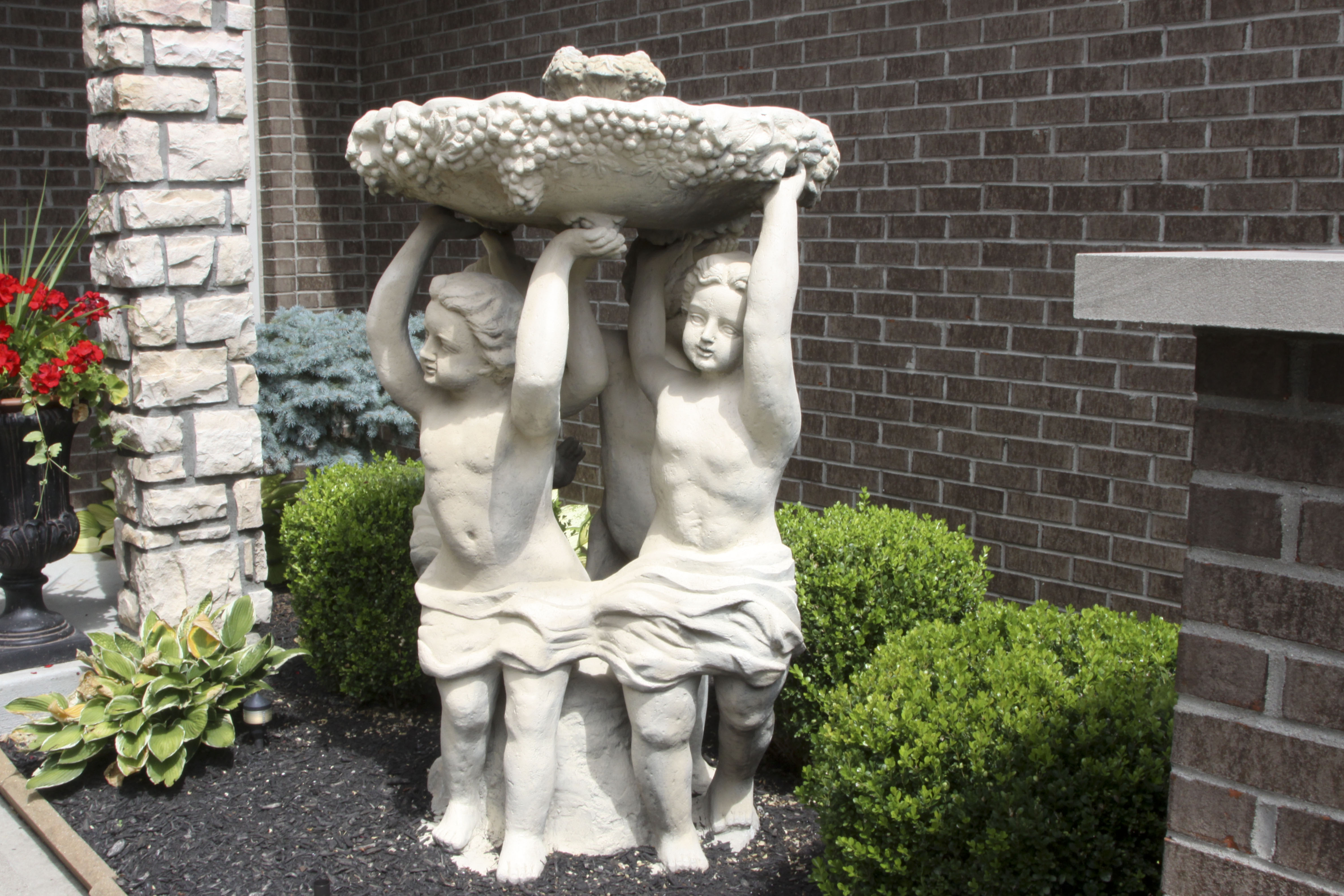 Large Outdoor Cement Cherub Fountain