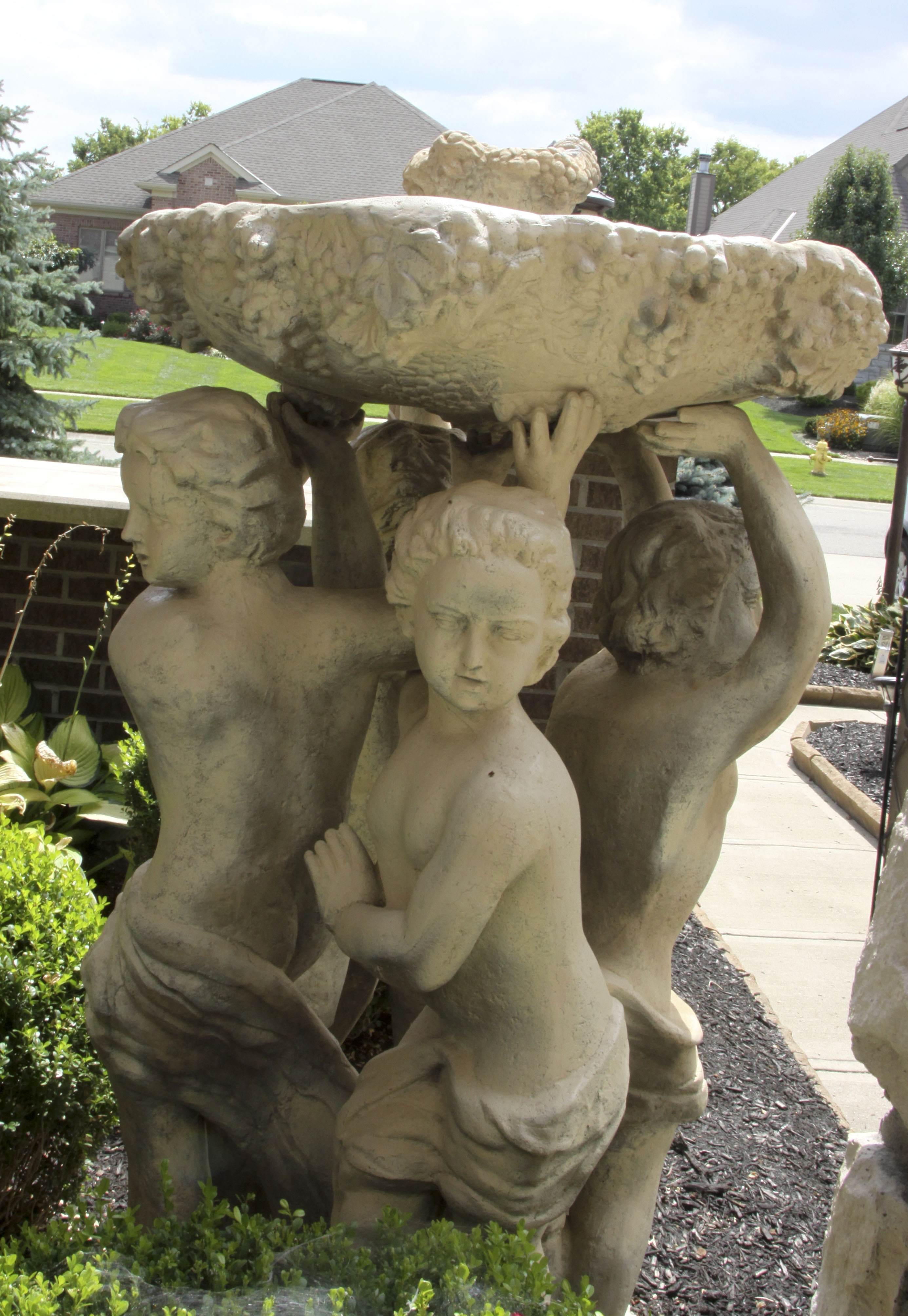 Large Outdoor Cement Cherub Fountain