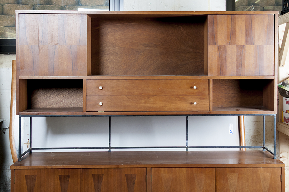 Mid Century Modern Credenza with Hutch Top