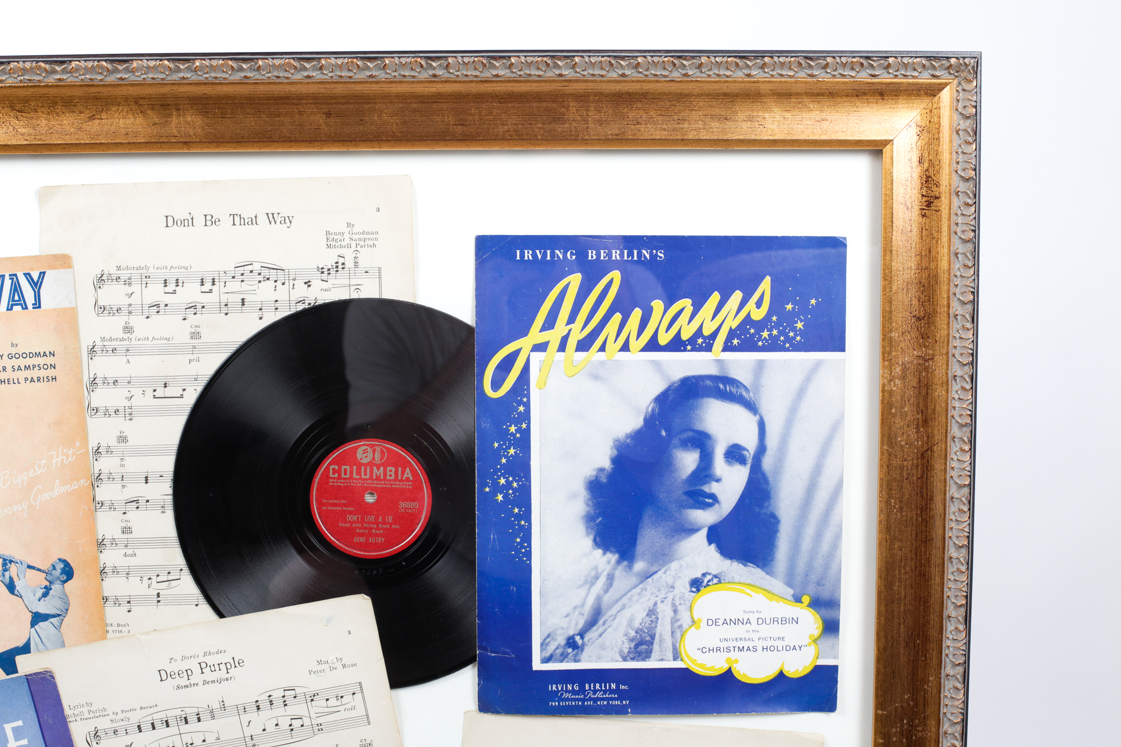 Framed Vintage Sheet Music and Records