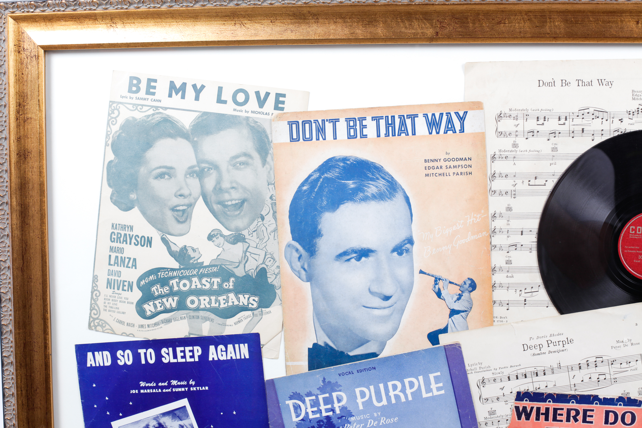 Framed Vintage Sheet Music and Records