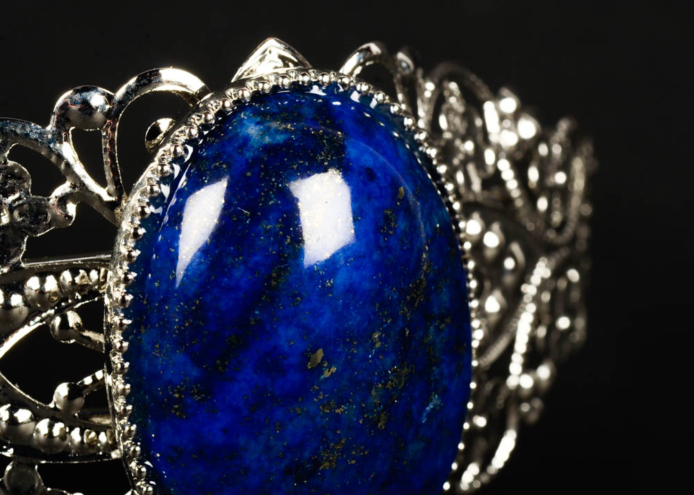 Silver Toned Lapis Bracelet