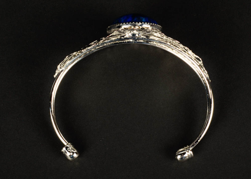 Silver Toned Lapis Bracelet