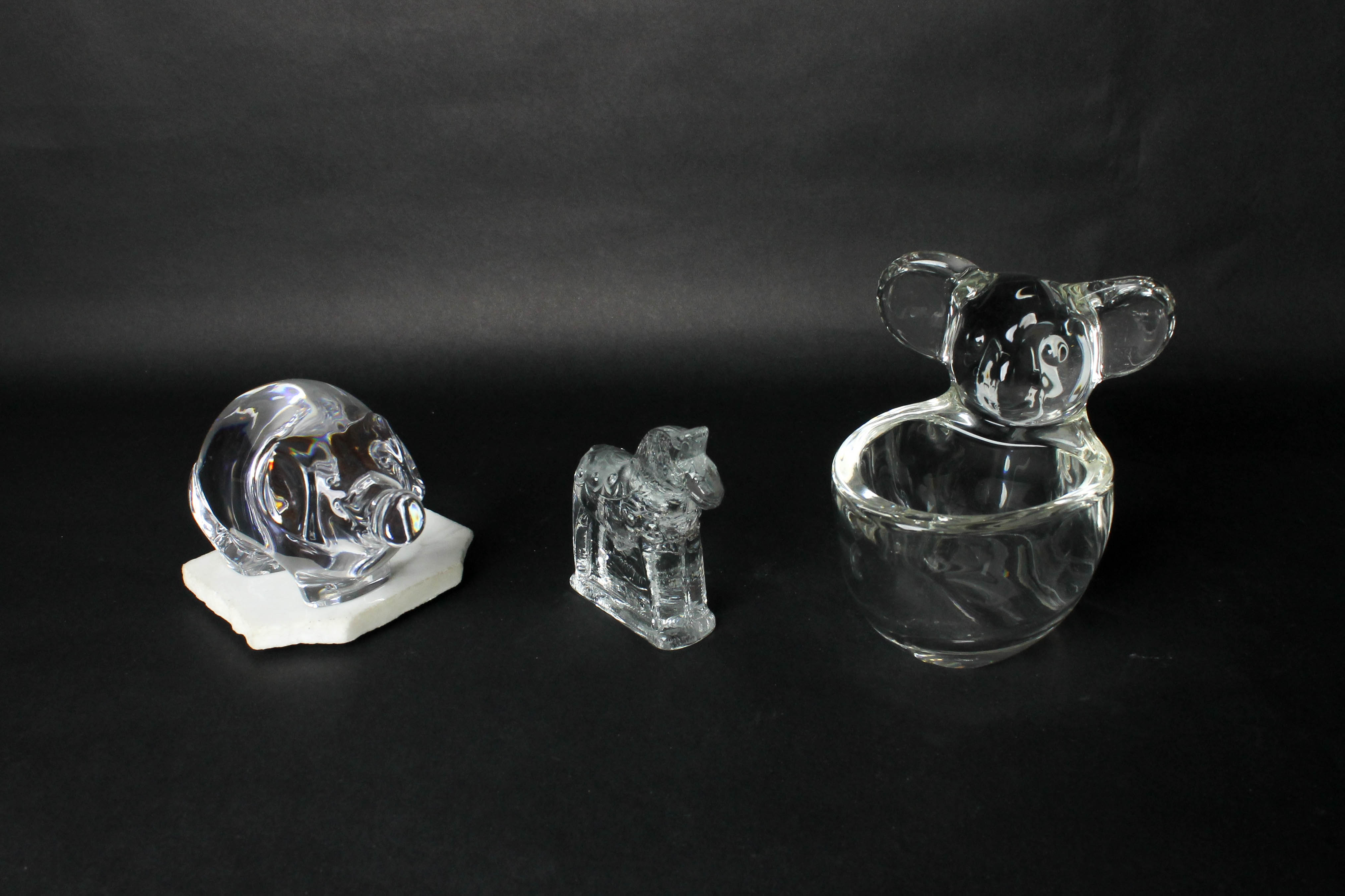 Trio of Glass Animal Figurines