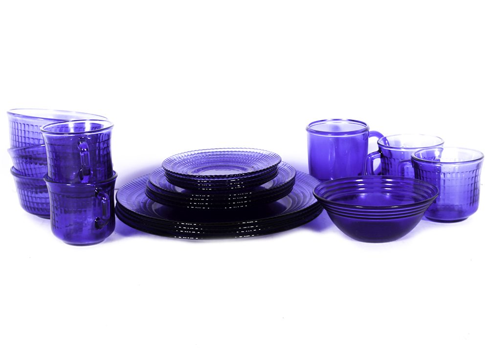 Mexican Cobalt Blue Glass Dinnerware Set