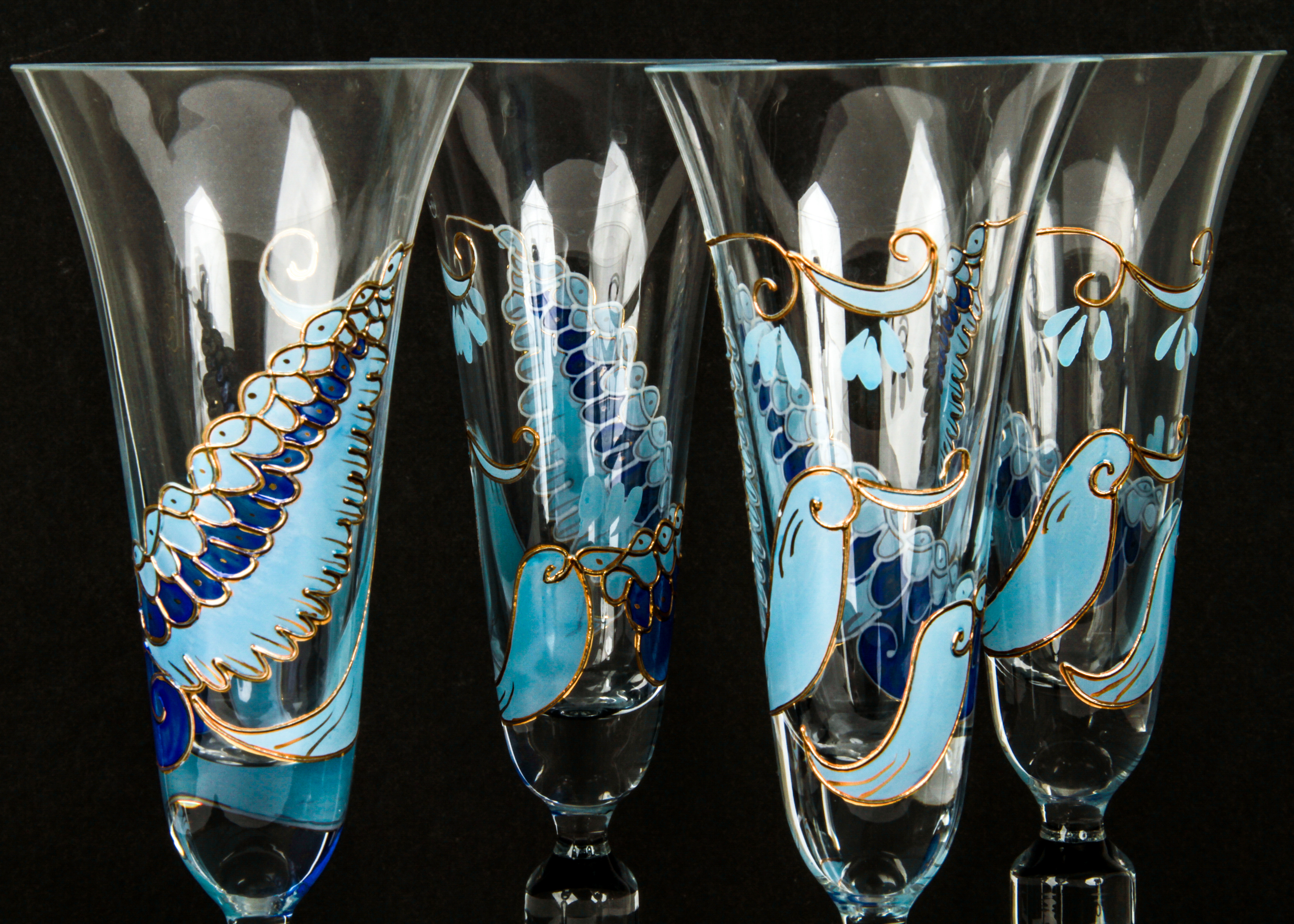 Five Decorated Champagne Flutes