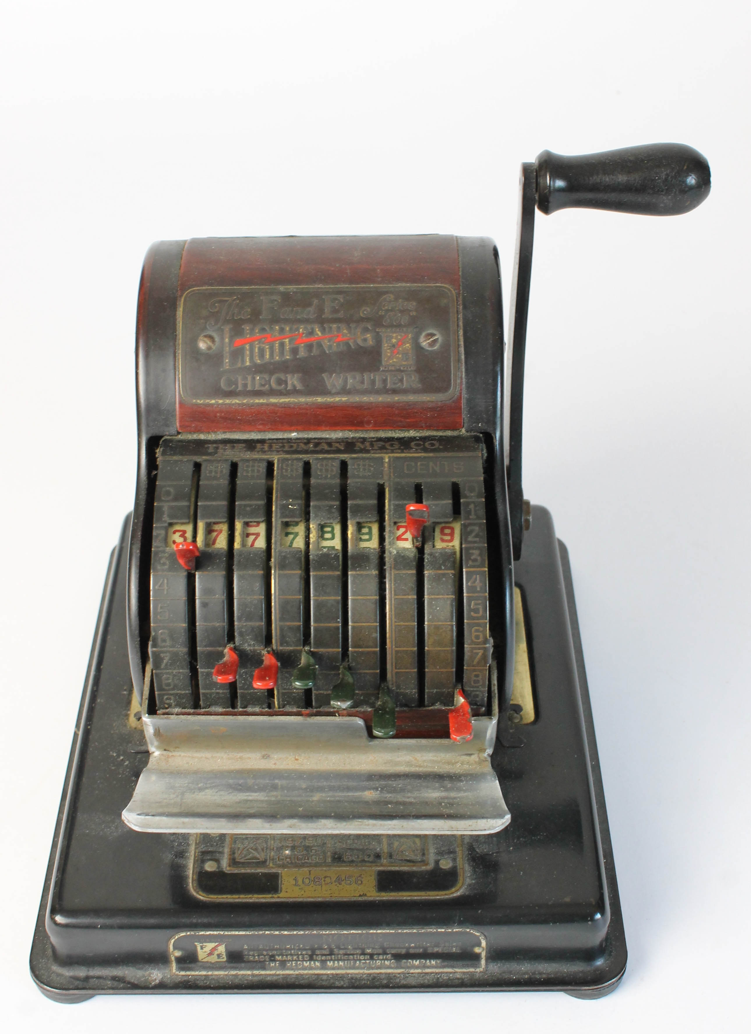 Vintage 1920s F&E Series 800 Lightning Check Writer