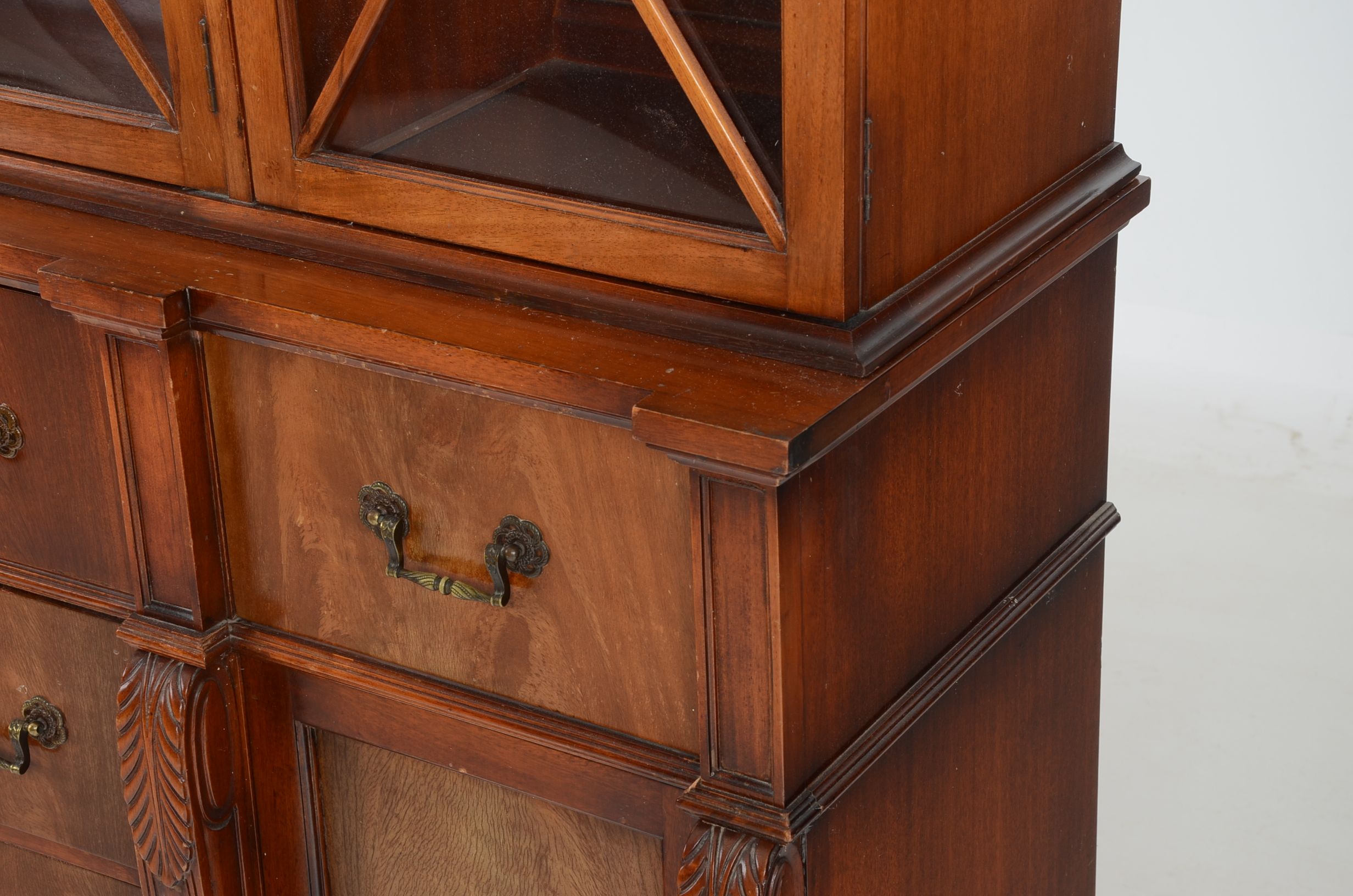 1940 Regency Style Mahogany Two Part China Cabinet