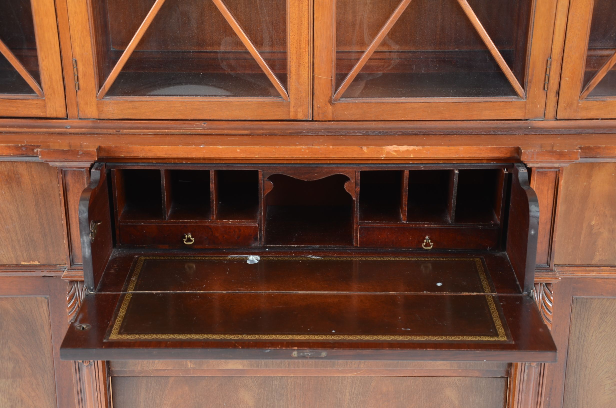 1940 Regency Style Mahogany Two Part China Cabinet