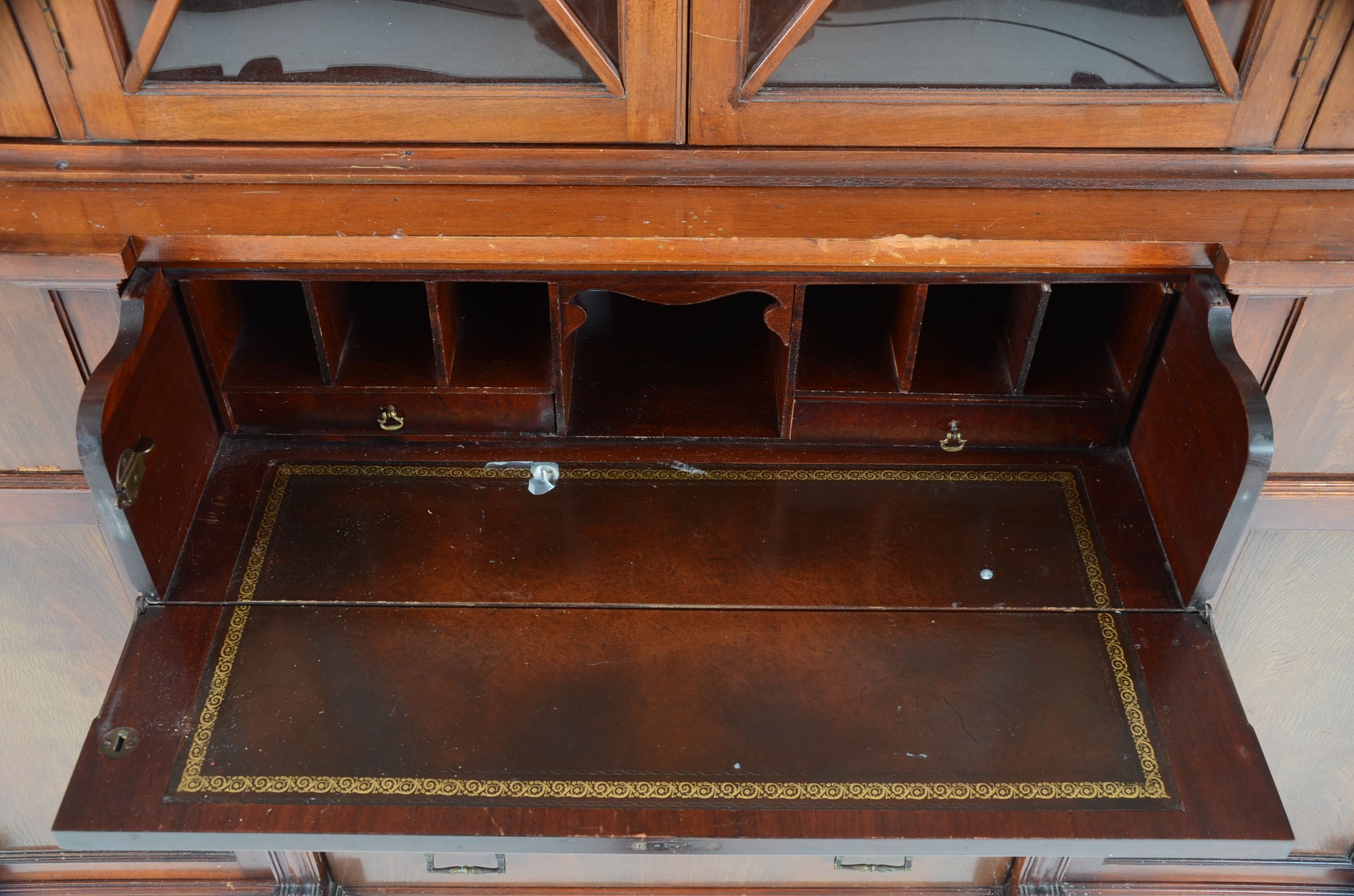 1940 Regency Style Mahogany Two Part China Cabinet