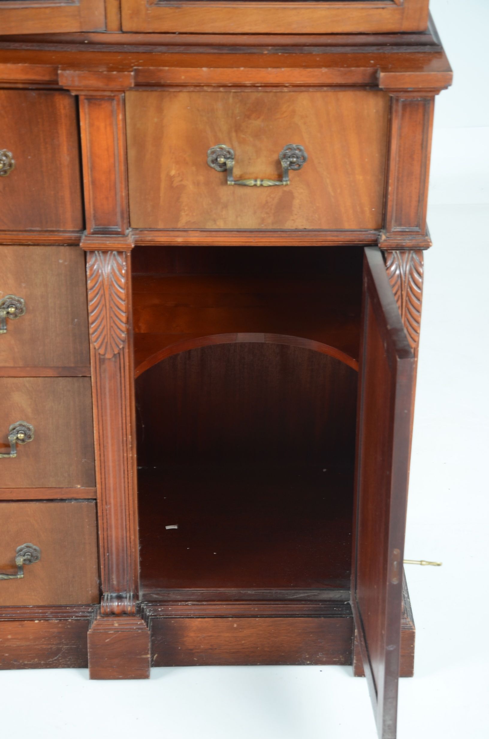 1940 Regency Style Mahogany Two Part China Cabinet