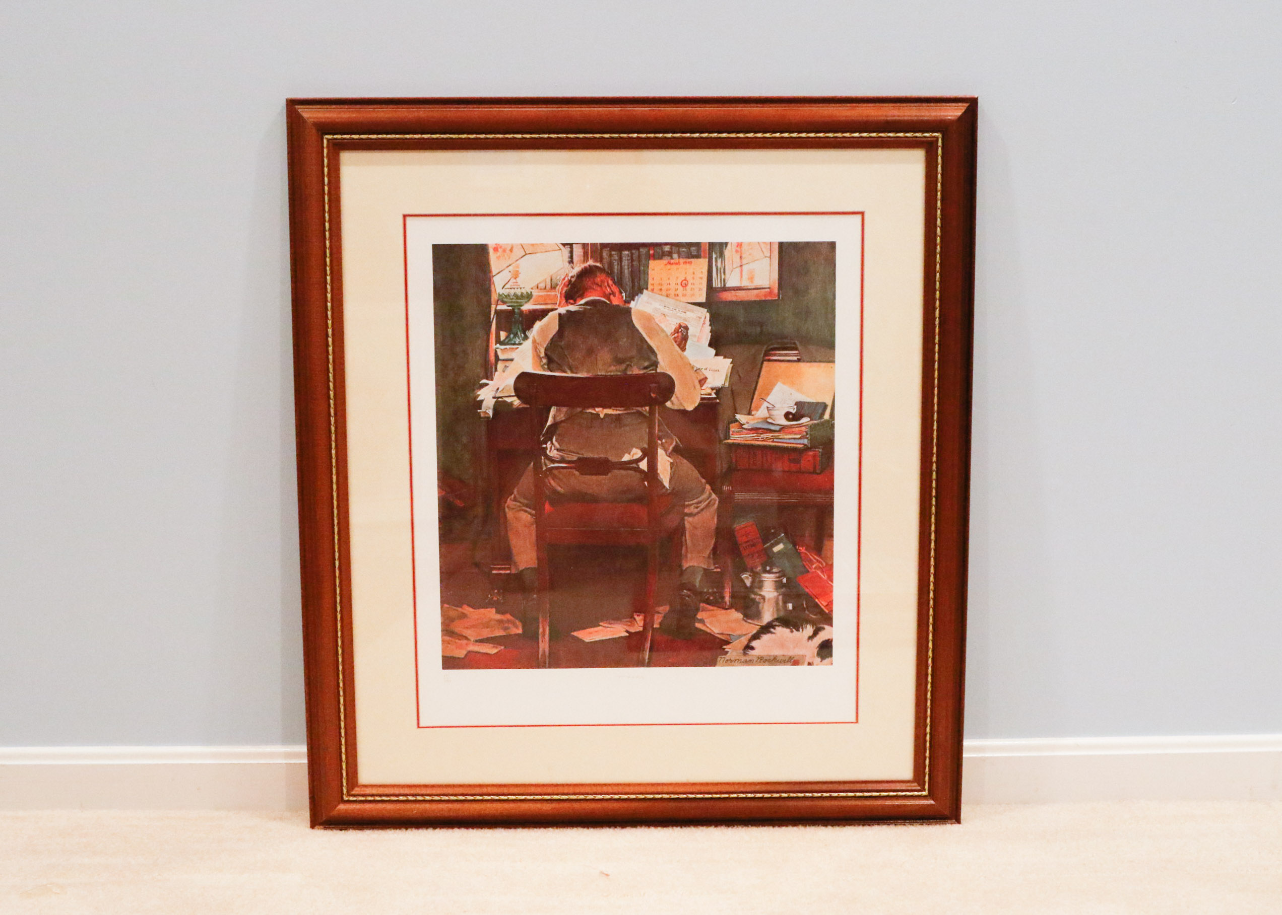 Norman Rockwell Lithograph "Taxes", Plate Signed and Numbered