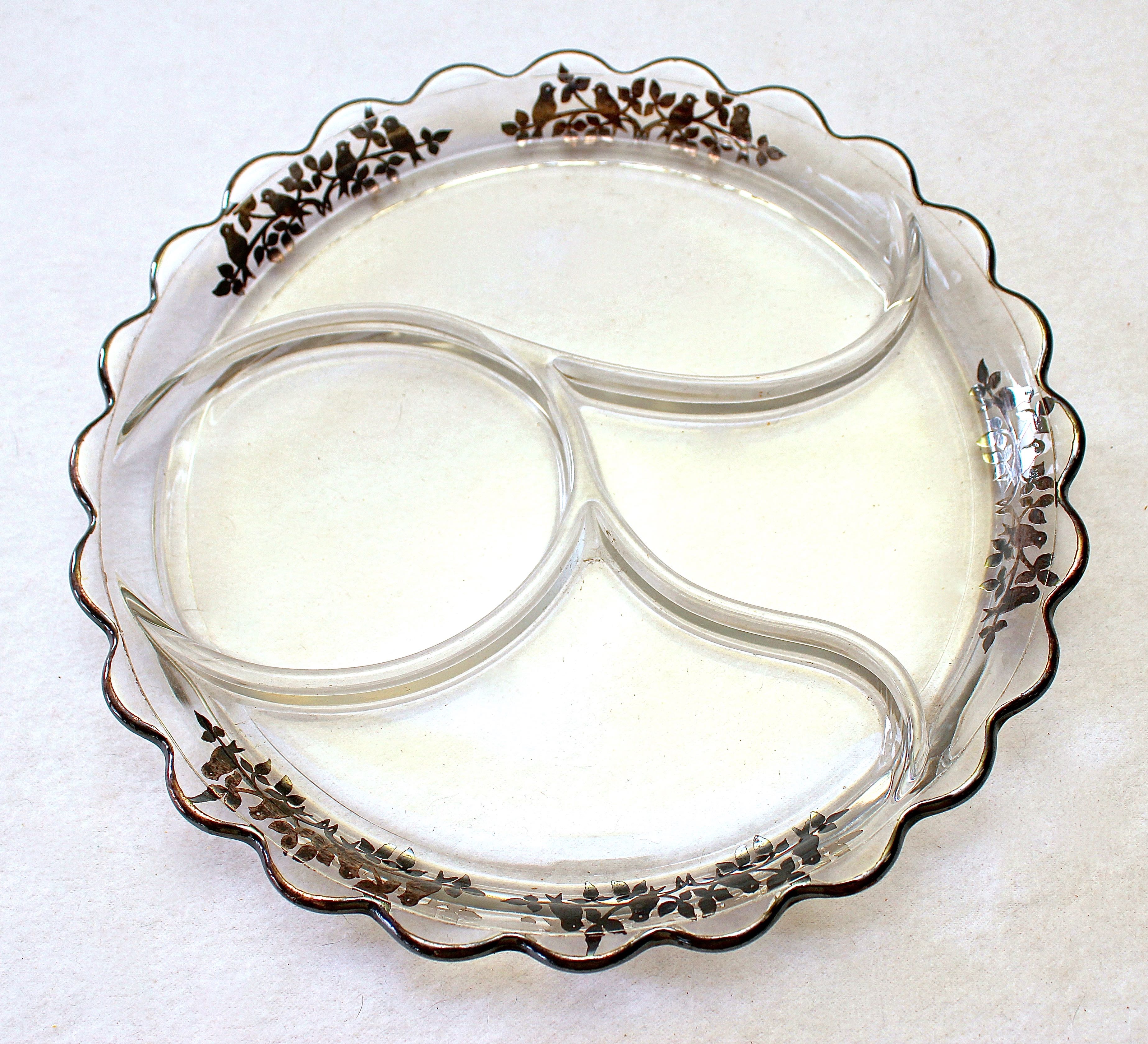 Group of Three Vintage Pieces of Silver Overlay