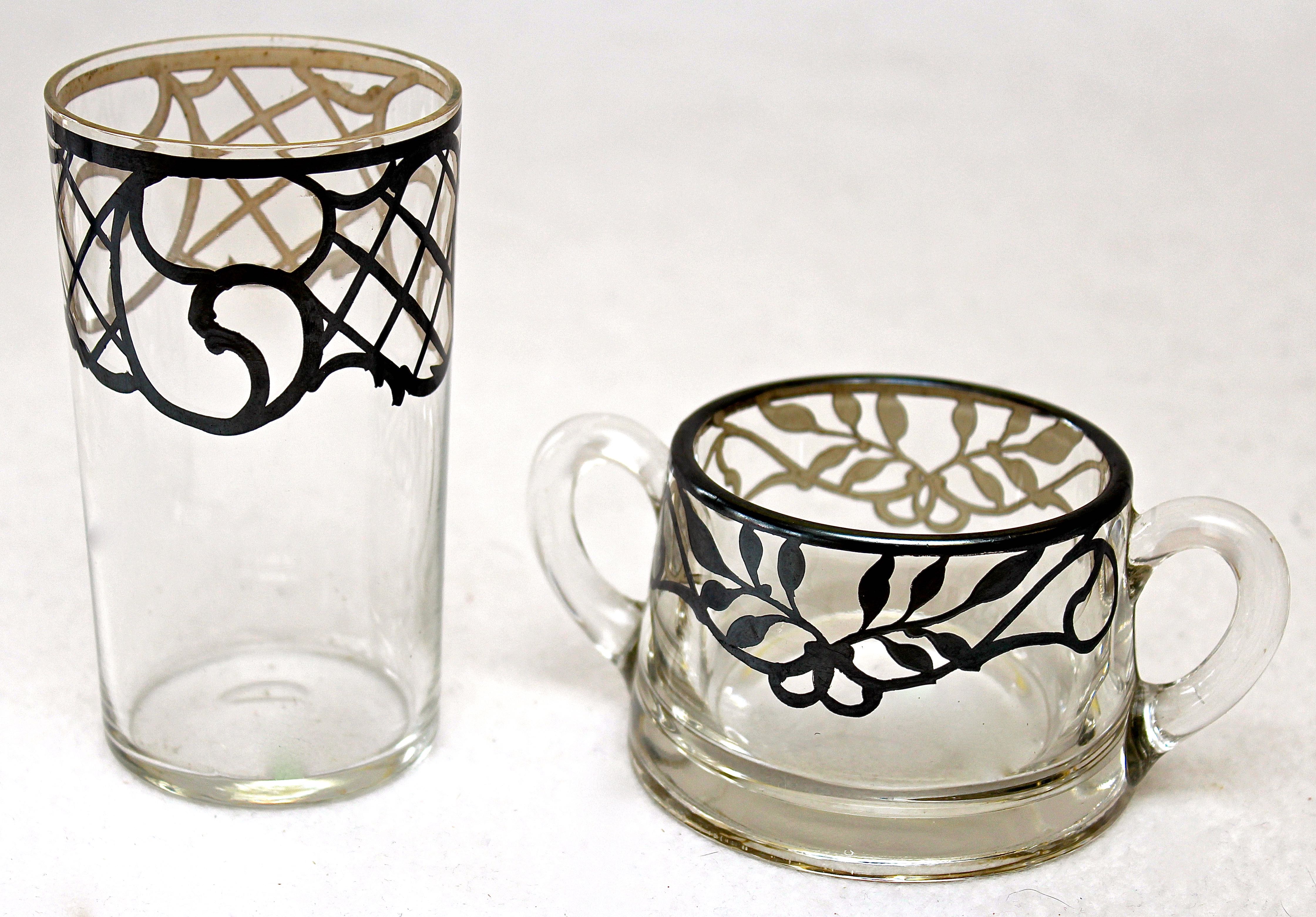 Group of Three Vintage Pieces of Silver Overlay