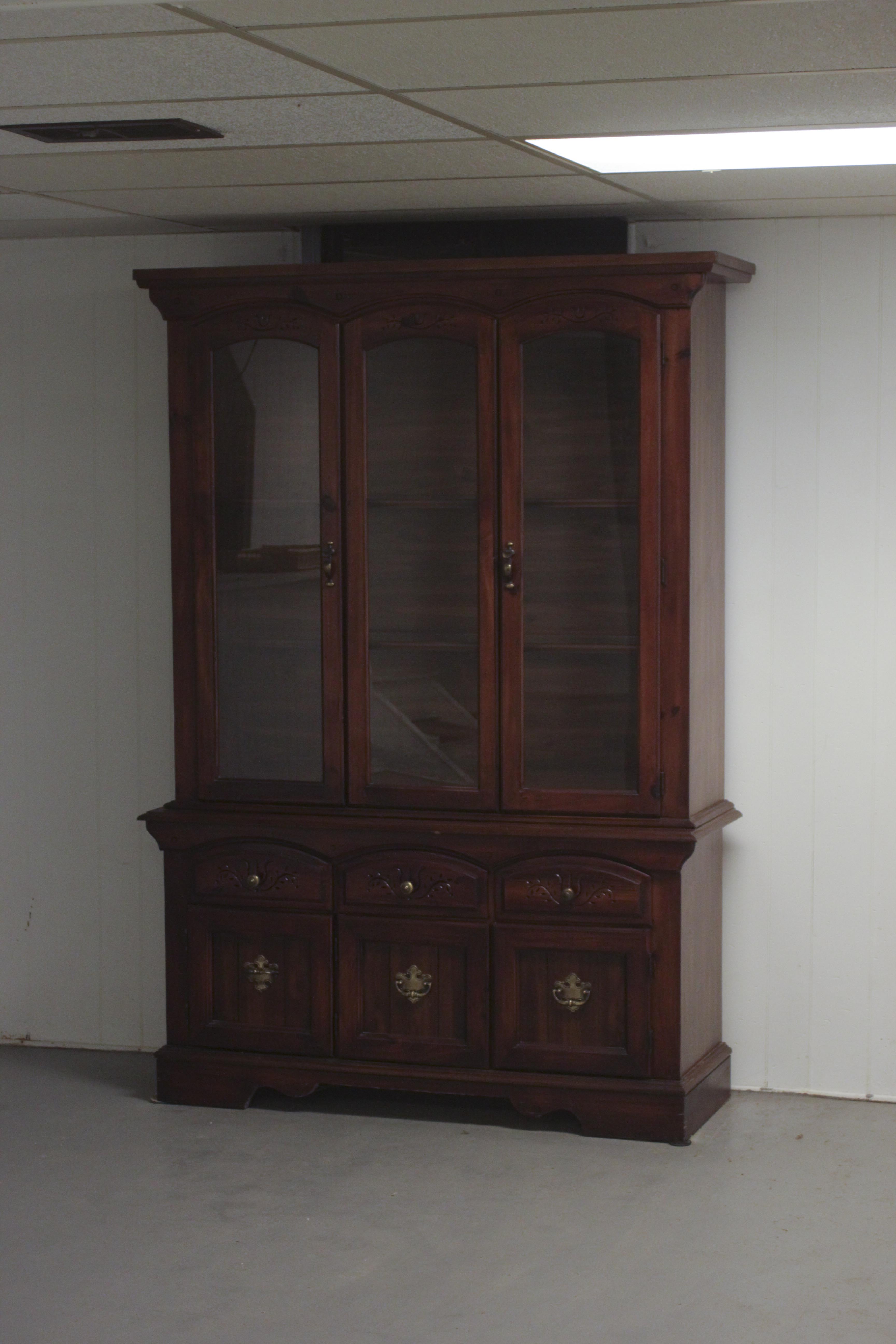 1980s Two Piece China Cabinet
