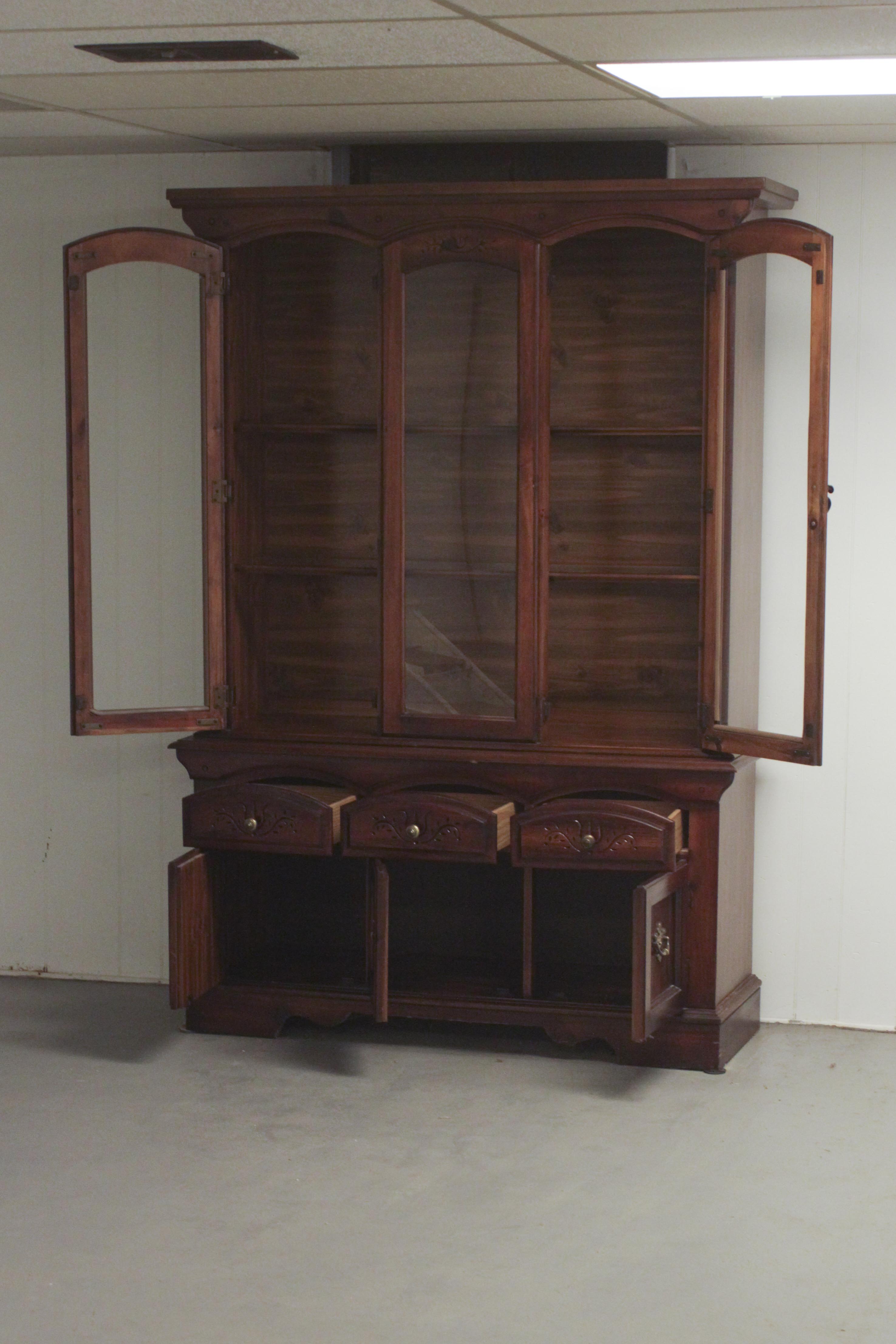 1980s Two Piece China Cabinet