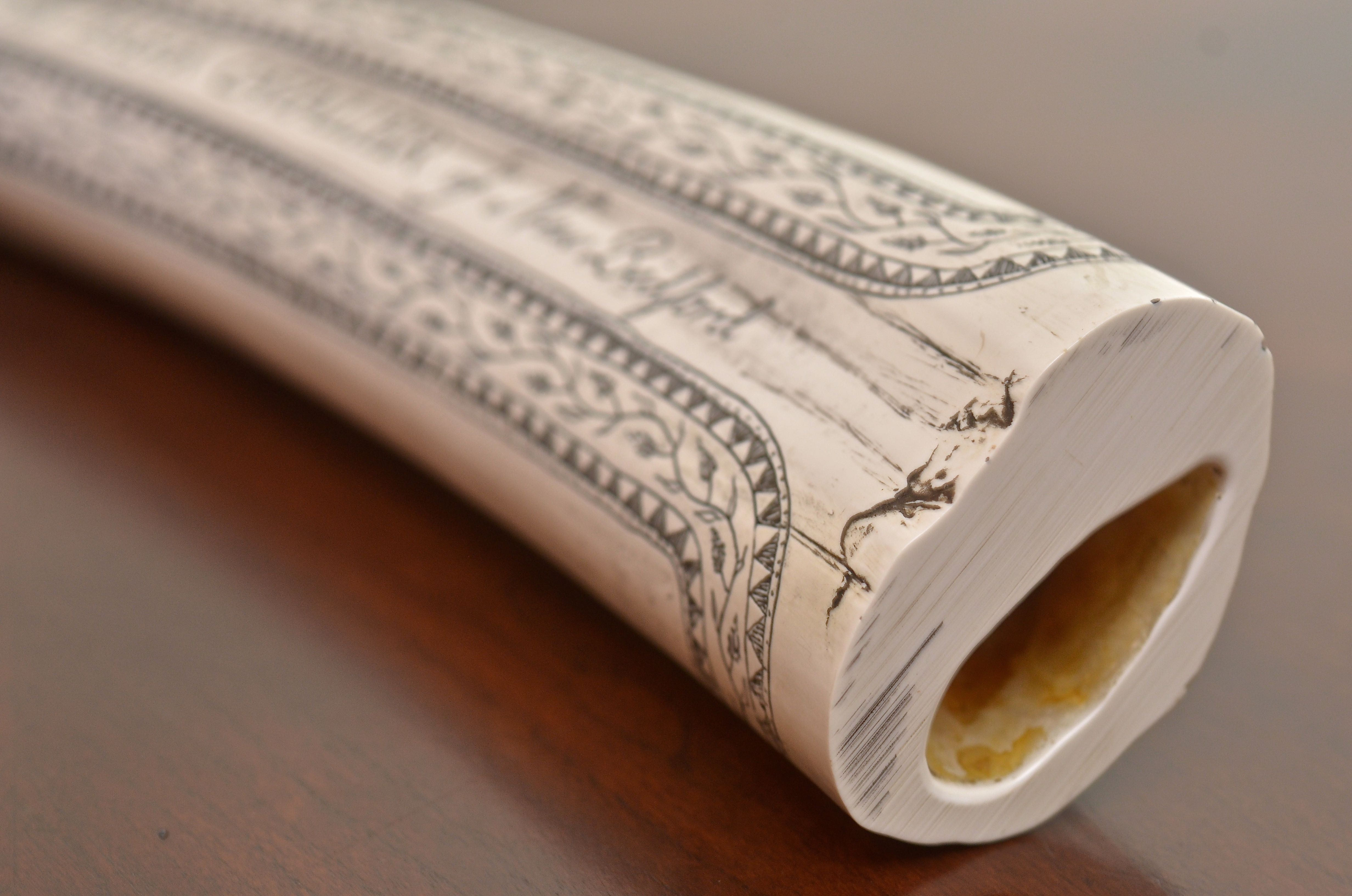 Resin Replica of a Scrimshaw Walrus Tusk