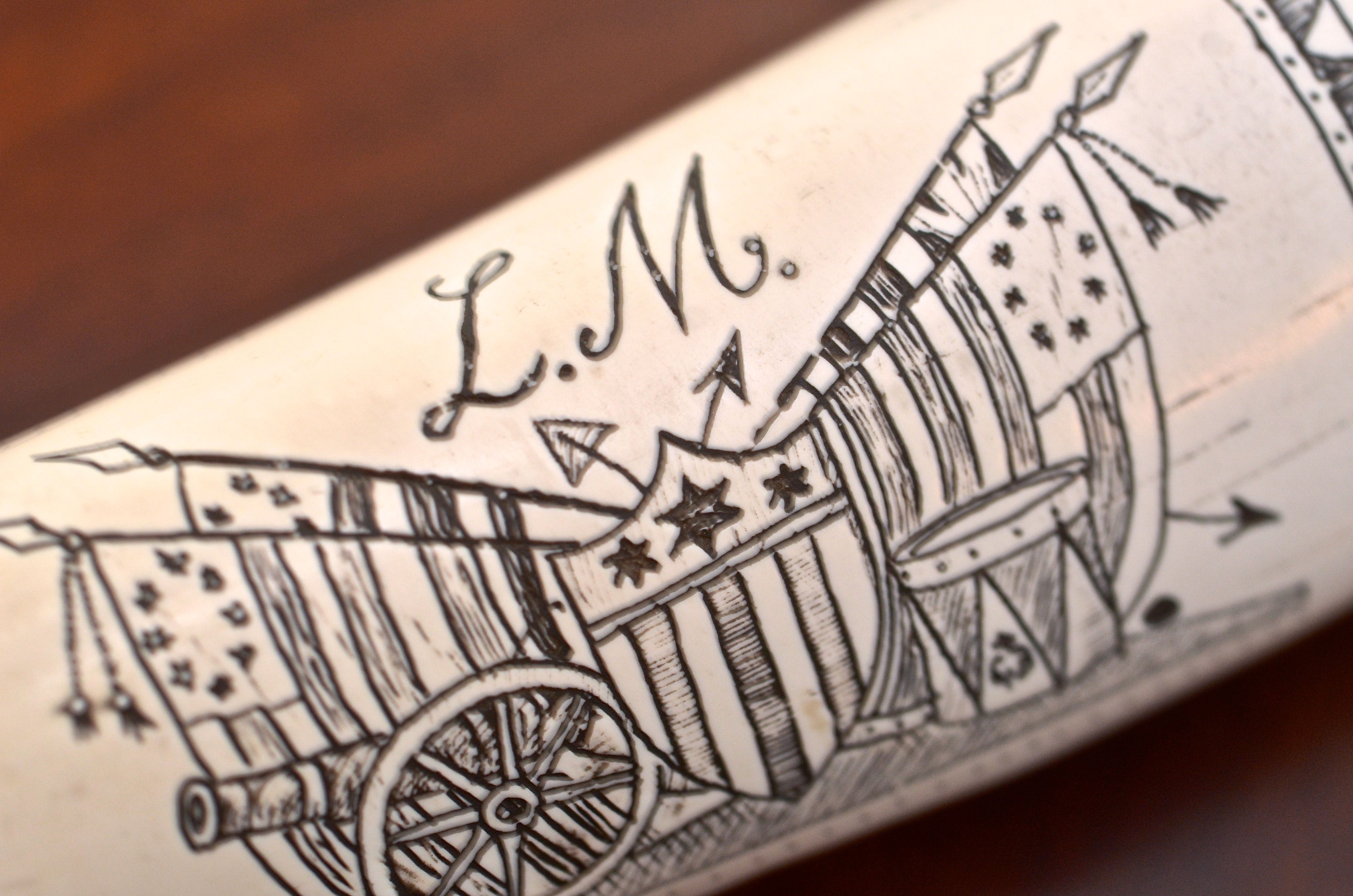 Resin Replica of a Scrimshaw Walrus Tusk