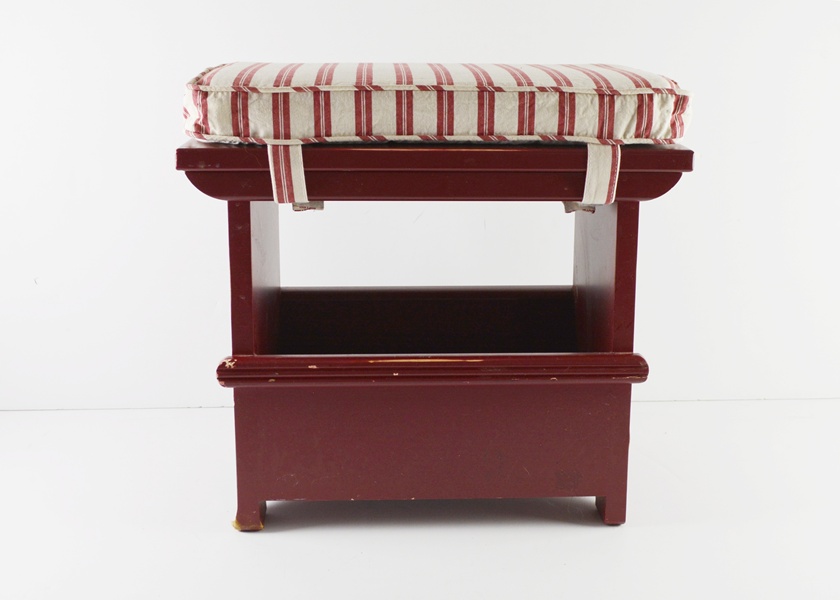 Land of Nod Bench With Striped Cushion