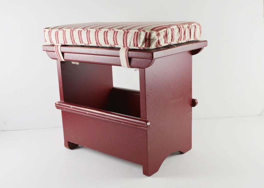 Land of Nod Bench With Striped Cushion