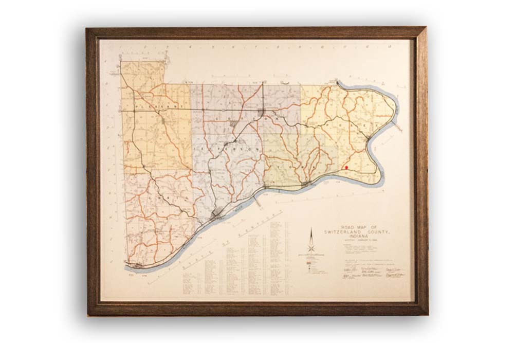 Road Map of Switzerland County, Indiana circa 1968