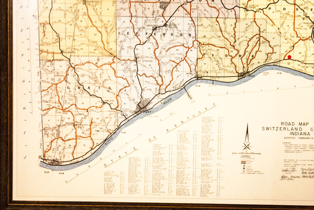 Road Map of Switzerland County, Indiana circa 1968