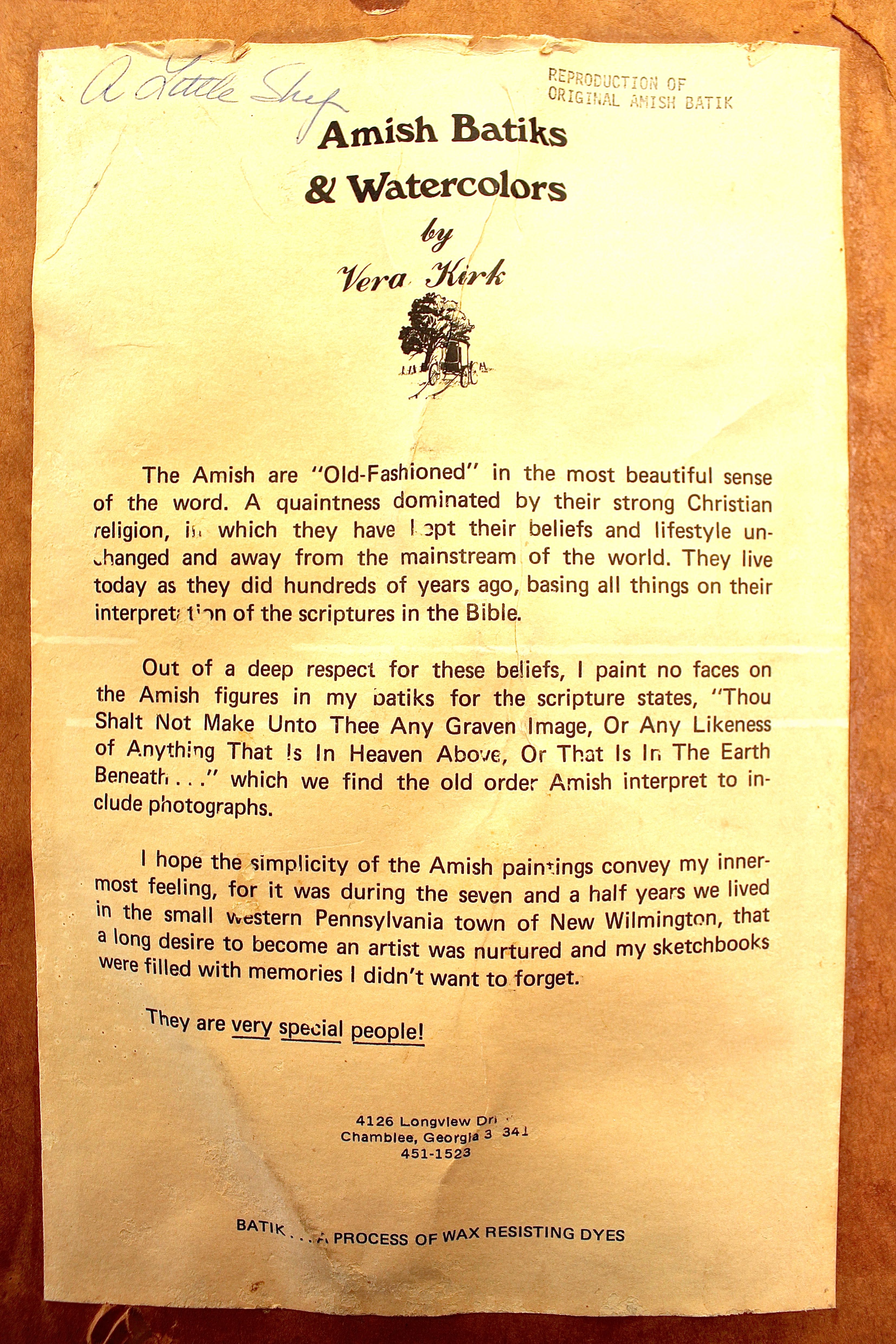 Vera Kirk - Signed and Numbered Amish Offset Lithograph