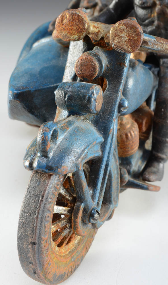 Cast Iron Harley-Davidson Police Motorcycle and Sidecar