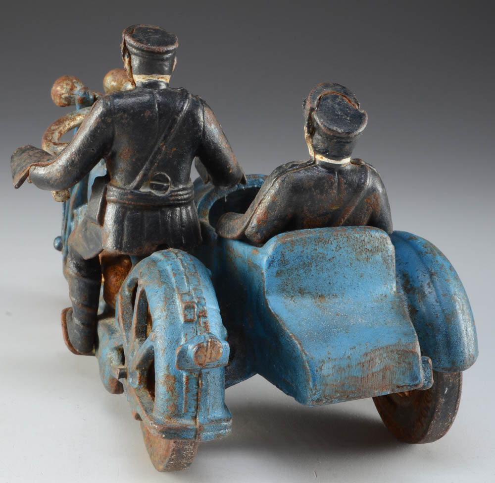 Cast Iron Harley-Davidson Police Motorcycle and Sidecar
