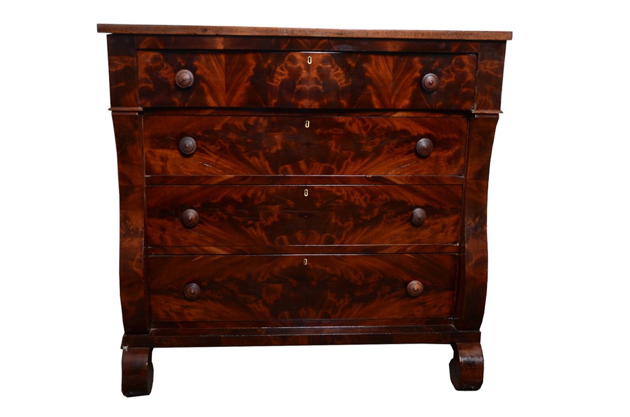 Antique Empire Flame Mahogany Dresser