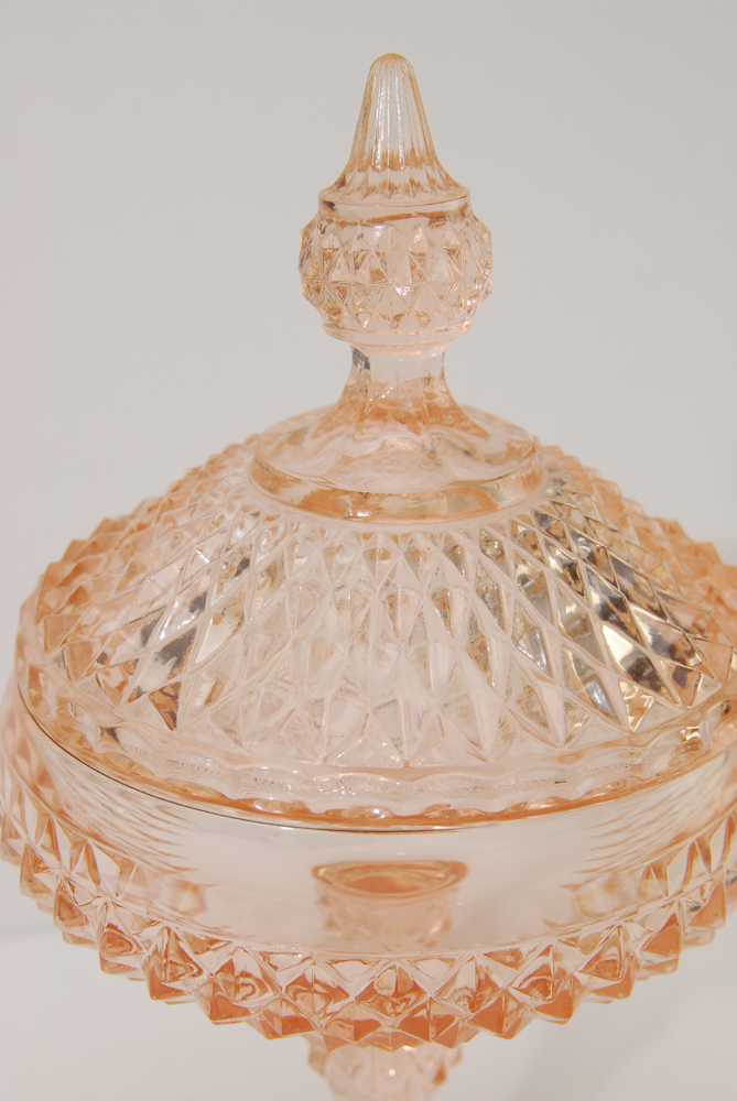 Pink Depression Glass Candy Jar