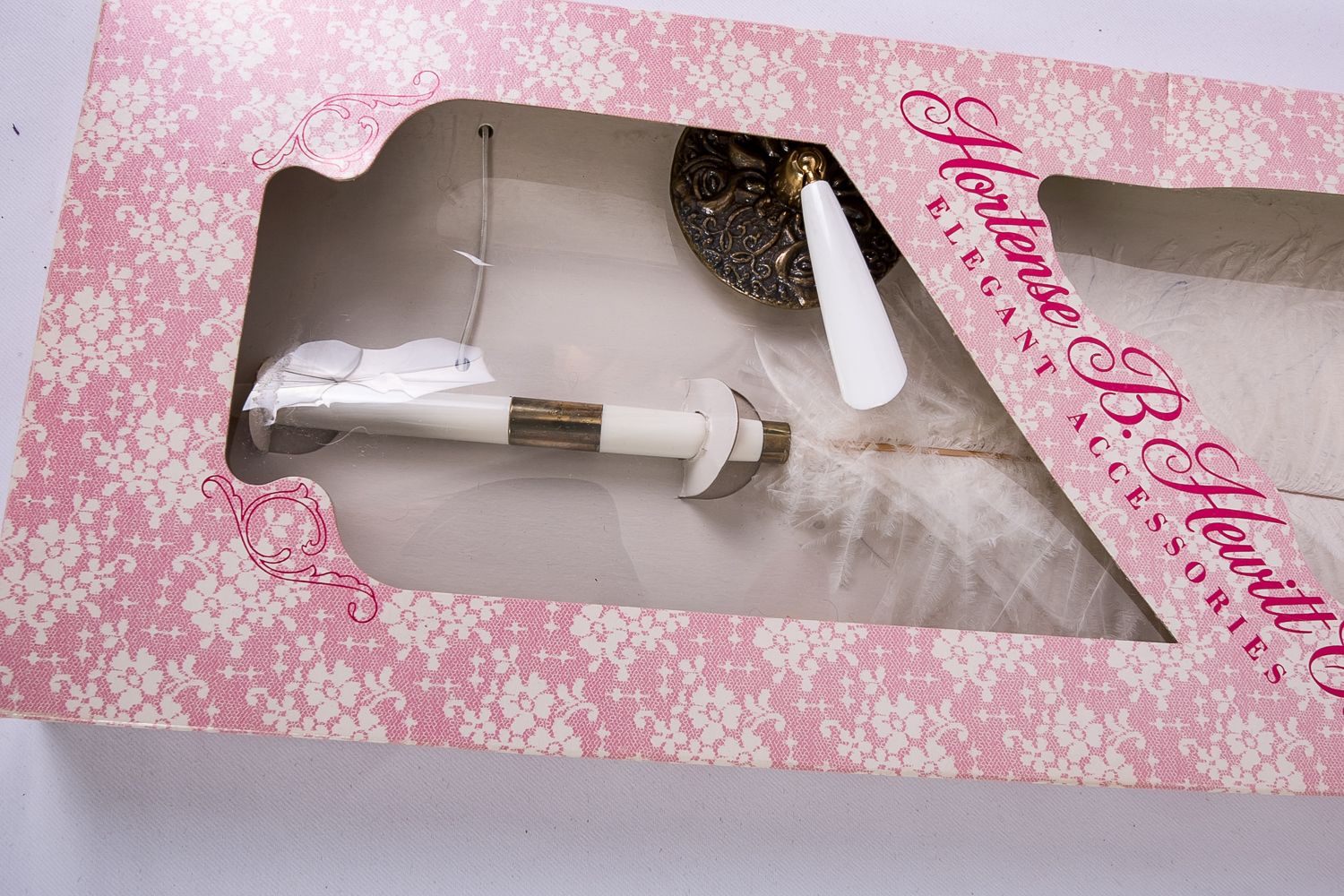 Feather Pens and Brass-Toned Bowl