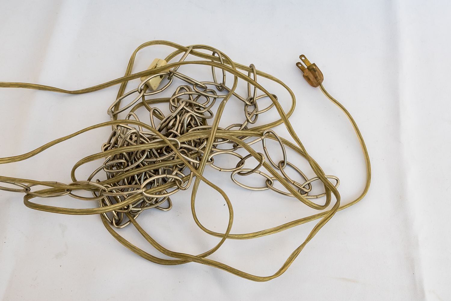 Mid-Mod Chrome-and-White Hanging Light Fixture