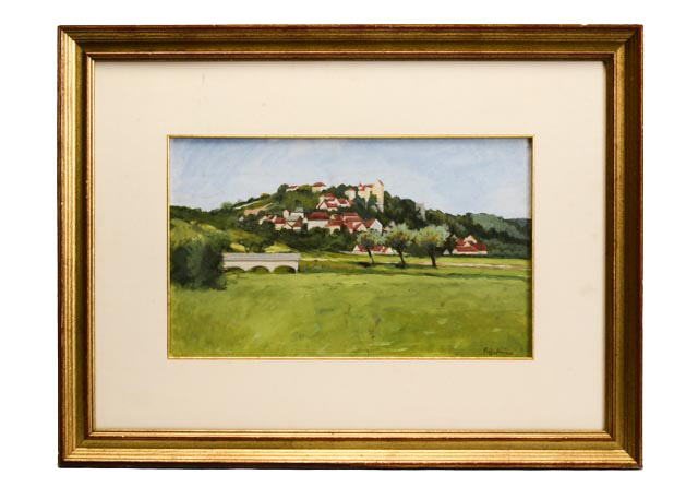 "Hillside with Buildings #1" by John Hauser Original Watercolor